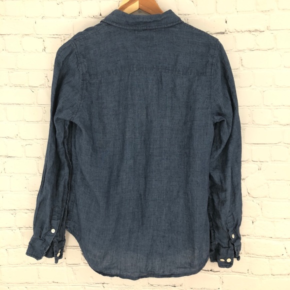 Ann Taylor Denim Colored 100% Linen Longsleeve S - Picture 2 of 4